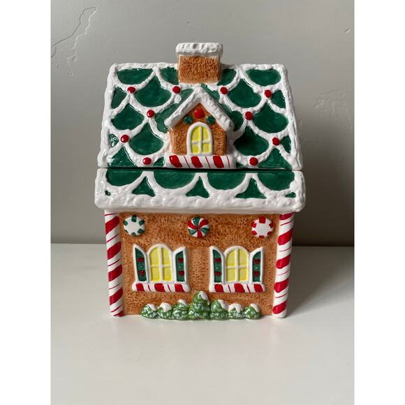 Potpourri Designs Other - Potpourri Designs Hand Painted Gingerbread House Christmas Cookie Jar